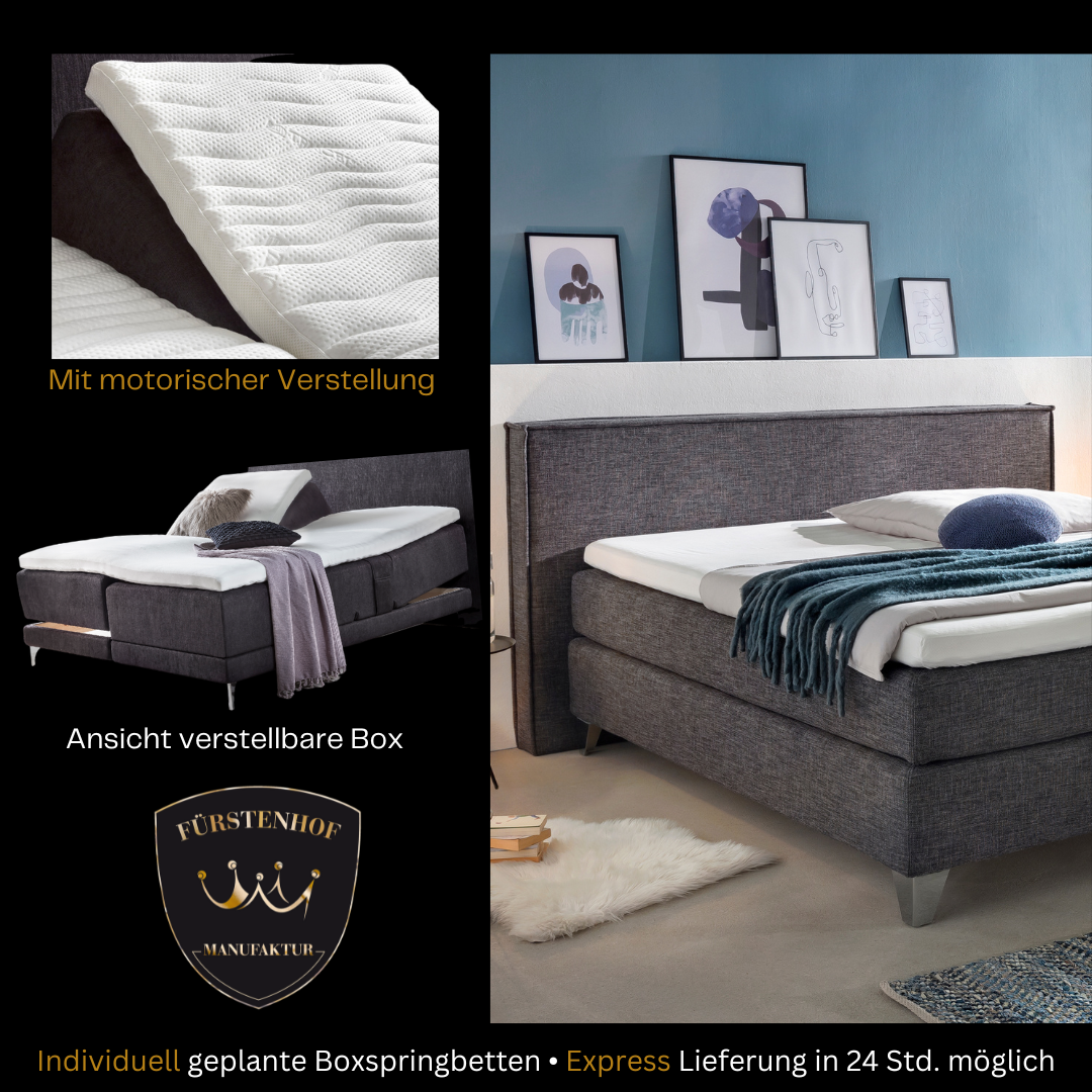 Fürstenhof – Boxspringbett elektrisch verstellbar "Avantgarde" 90 x 200 cm - 240 x 210 cm