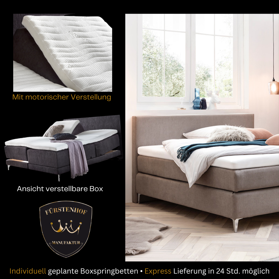 Fürstenhof – Boxspringbett elektrisch verstellbar "Excelsior" 90 x 200 cm - 240 x 210 cm