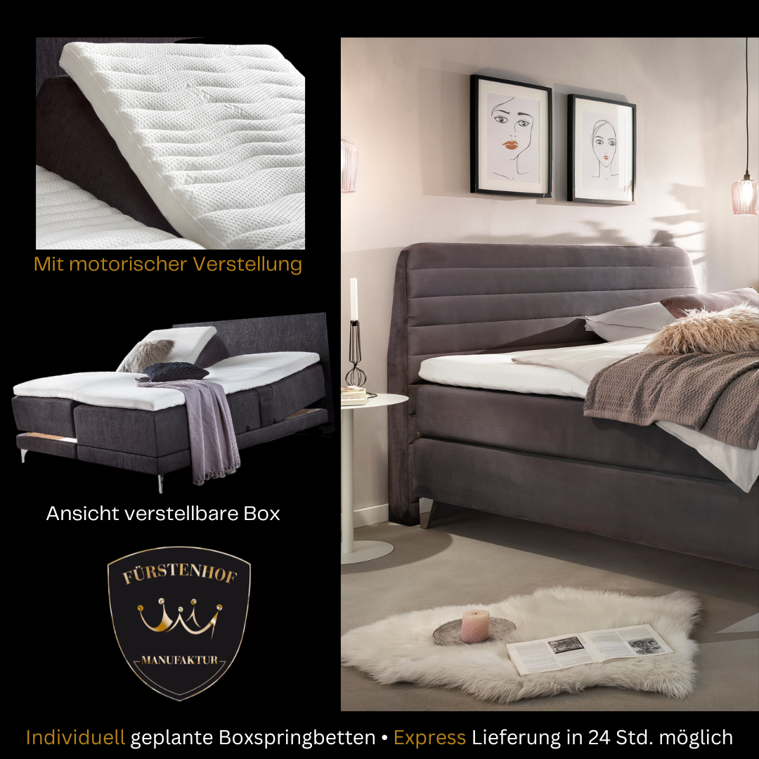 Fürstenhof – Boxspringbett elektrisch verstellbar "Imperial" 90 x 200 cm - 240 x 210 cm