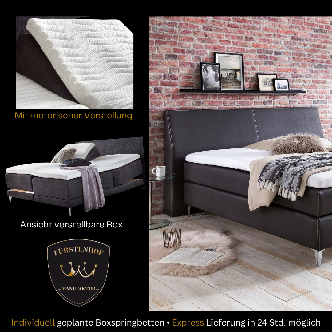 Fürstenhof – Boxspringbett elektrisch verstellbar "Lord" 90 x 200 cm - 240 x 210 cm