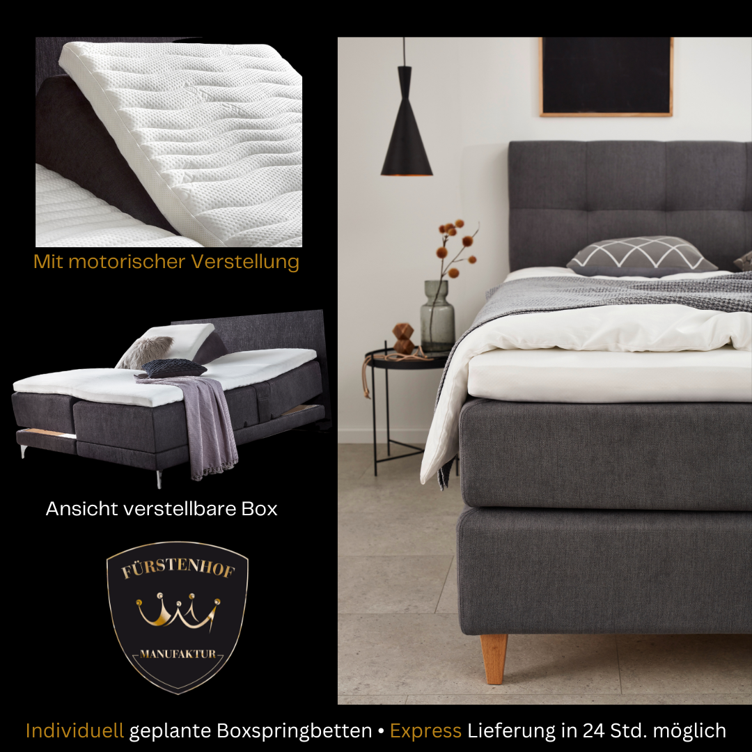 Fürstenhof – Boxspringbett elektrisch verstellbar "Queen" 90 x 200 cm - 240 x 210 cm