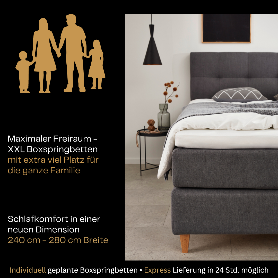 Fürstenhof – Boxspringbett "Queen" 240 x 200 cm - 280 x 220 cm