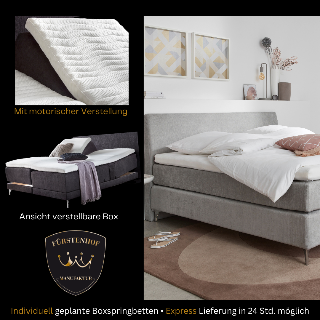 Fürstenhof – Boxspringbett elektrisch verstellbar "SMART" 90 x 200 cm - 240 x 210 cm