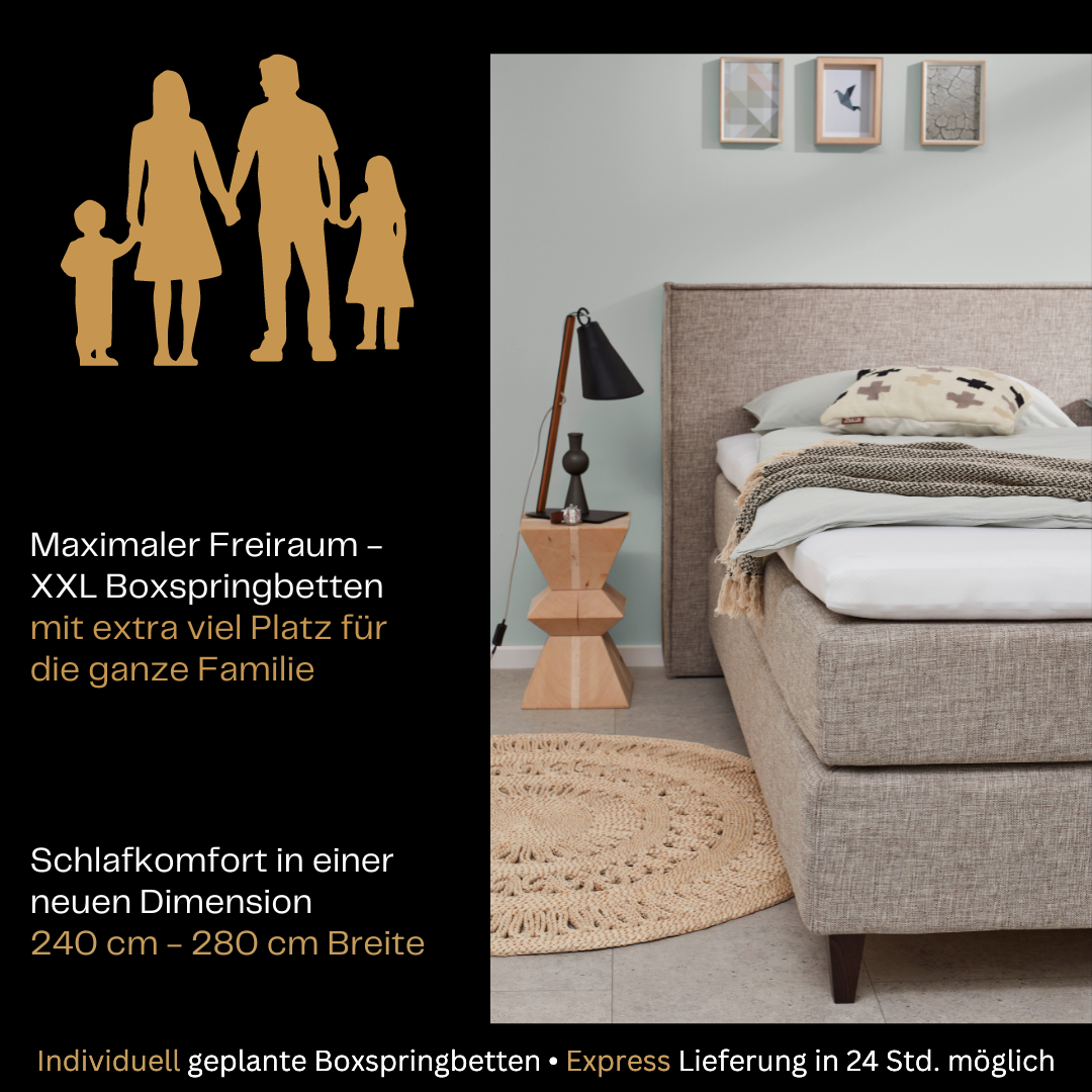 Fürstenhof – Boxspringbett "SMART" 240 x 200 cm - 280 x 220 cm