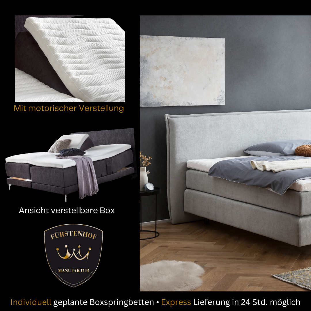 Fürstenhof – Boxspringbett elektrisch verstellbar "Baron" 90 x 200 cm - 240 x 210 cm