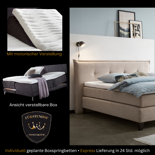 Fürstenhof – Boxspringbett elektrisch verstellbar "Baroness" 90 x 200 cm - 240 x 210 cm
