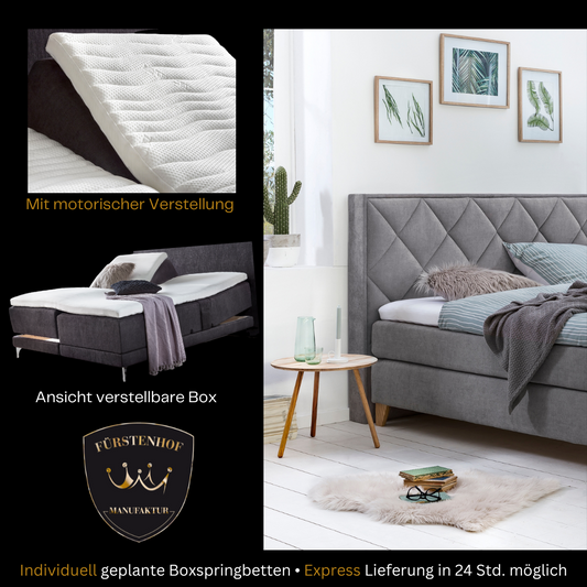 Fürstenhof – Boxspringbett elektrisch verstellbar "Beau Rivage" 90 x 200 cm - 240 x 210 cm