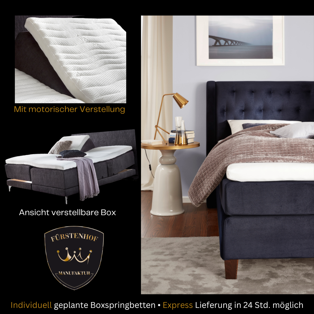 Fürstenhof – Boxspringbett elektrisch verstellbar "Belle Epoque" 90 x 200 cm - 240 x 210 cm