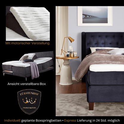 Fürstenhof – Boxspringbett elektrisch verstellbar "Belle Epoque" 90 x 200 cm - 240 x 210 cm