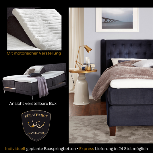 Fürstenhof – Boxspringbett elektrisch verstellbar "Belle Epoque" 90 x 200 cm - 240 x 210 cm