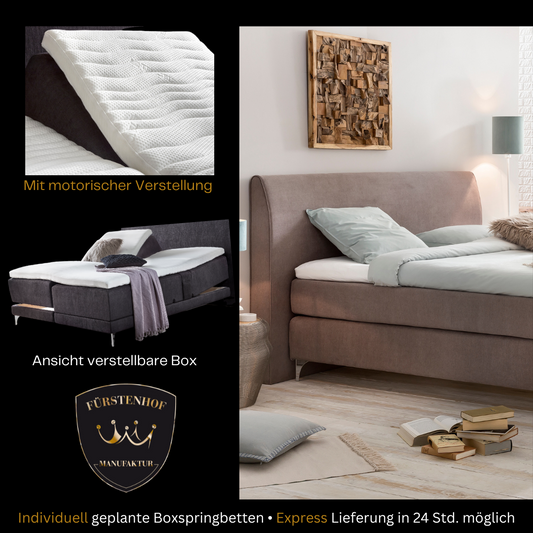 Fürstenhof – Boxspringbett elektrisch verstellbar "Classic" 90 x 200 cm - 240 x 210 cm