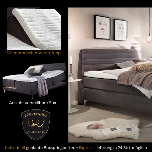 Fürstenhof – Boxspringbett elektrisch verstellbar "Imperial" 90 x 200 cm - 240 x 210 cm