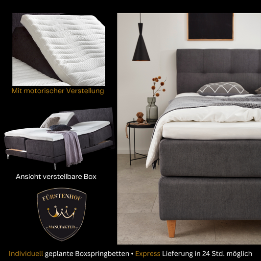 Fürstenhof – Boxspringbett elektrisch verstellbar "Queen" 90 x 200 cm - 240 x 210 cm