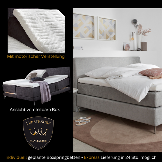 Fürstenhof – Boxspringbett elektrisch verstellbar "SMART" 90 x 200 cm - 240 x 210 cm